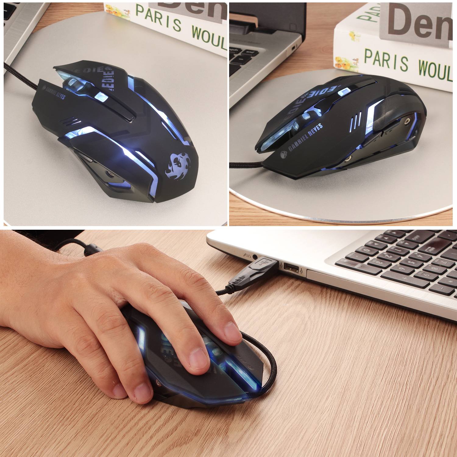 Gaming mouse, laptop