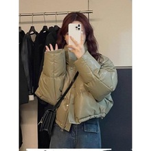 免洗皮羽绒服女韩版宽松加厚短款白鸭绒面包服小个子外套潮