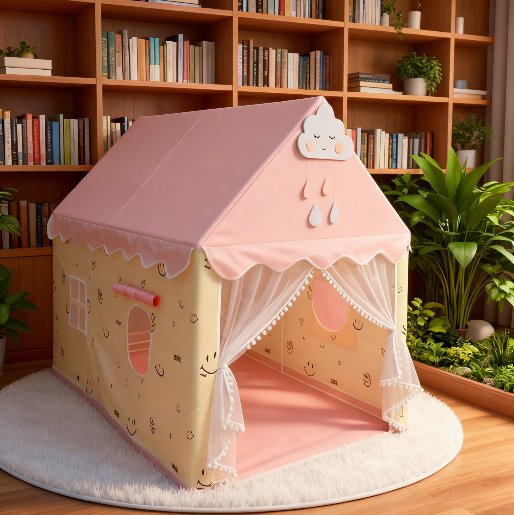 Carpa interior para niños extensión al por mayor sonriente princesa castillo casa de juguetes para bebés juegos de cama base secreta