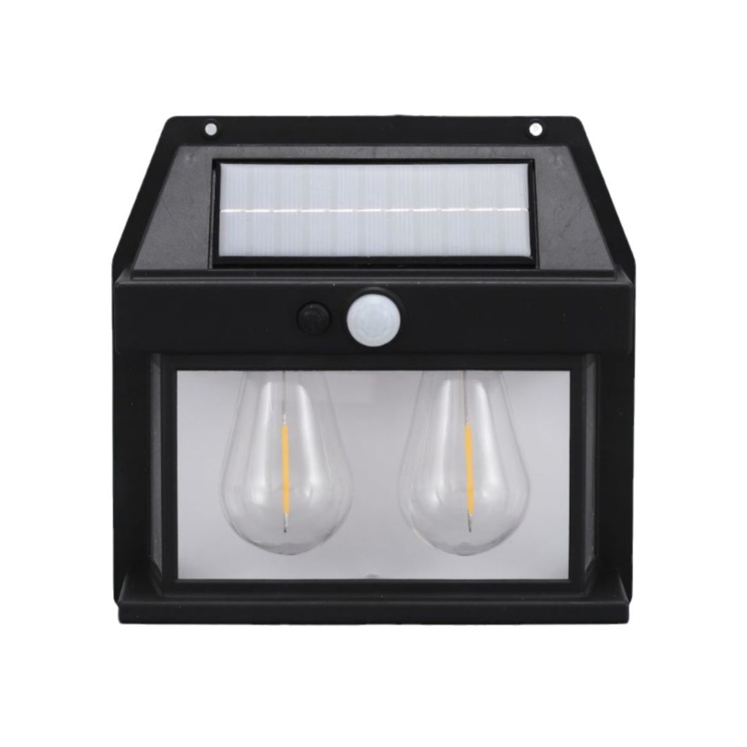 Lámpara de pared con sensor de cuerpo humano solar, iluminación LED impermeable al aire libre, lámpara de jardín de villa, lámpara de noche de tungsteno decorativa