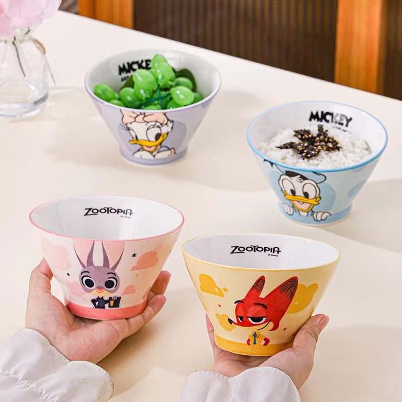 Disney Children's Personalized Underglaze Colored Rice Bowl with High Legs, Home-Use 2026 New Model, High Aesthetic Value