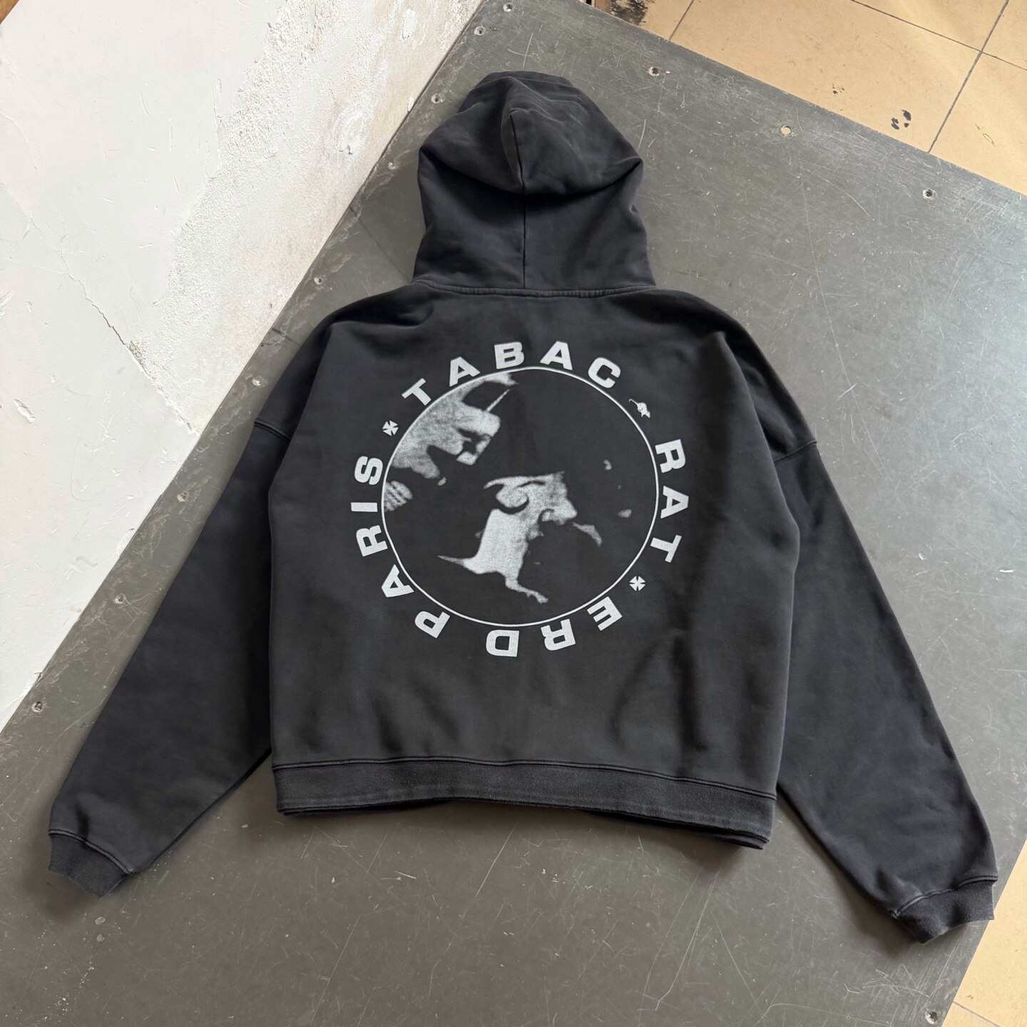 ERD melancholic rich second-generation high street distressed letter print hooded sweatshirt, autumn heavyweight loose-fit zip-up jacket