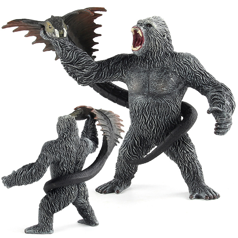 Transfronterizo simulación grande gorila cantando serpiente animal modelo King Kong Python monstruo salvaje sólido escritorio decoración juguete