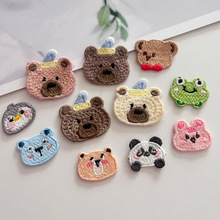 厂家批发DIY服饰配件卡通动物布贴头饰发夹配件针织服装辅料现货