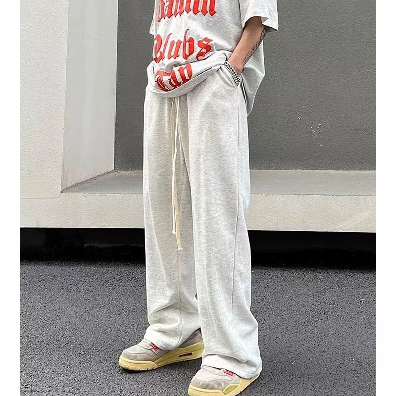 Брюки Trend Brand тонкие повседневные свободного прямого кроя, осень, размеры M–8XL, серые/чёрные