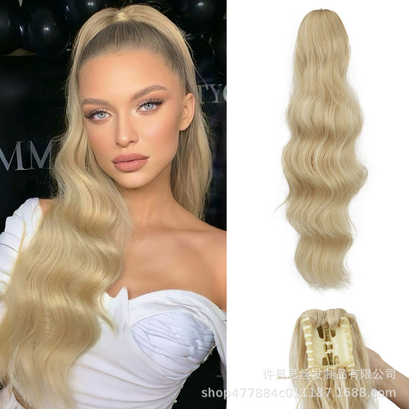 クロスボーダーウィッグポニーテールウォーターリップルグリッパークリップロングカーリーヘアコーンウィスパーポニーテール爪クリップポニーテール|undefined