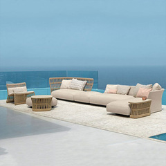 Nordic outdoor wicker sofa, balcony inn, open courtyard villa garden leisure single wicker chair furniture