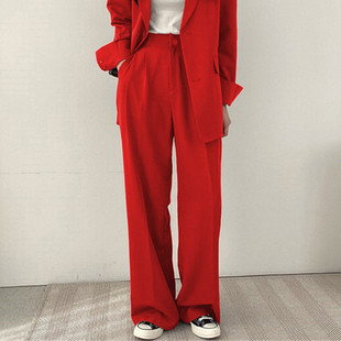 Wide-leg pants for women, spring and autumn slimming high-waisted straight-leg spring and autumn suits, casual trousers