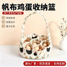 鸡蛋收纳帆布袋定制印花多格手提布艺蛋兜家用便携分格鸡蛋收纳袋