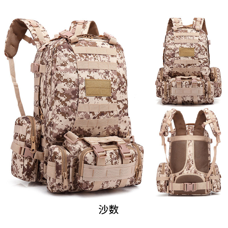 Mochila de montañismo combinada para exteriores de gran capacidad, mochila multifuncional, mochila táctica de viaje de camuflaje militar de tela Oxford para hombres