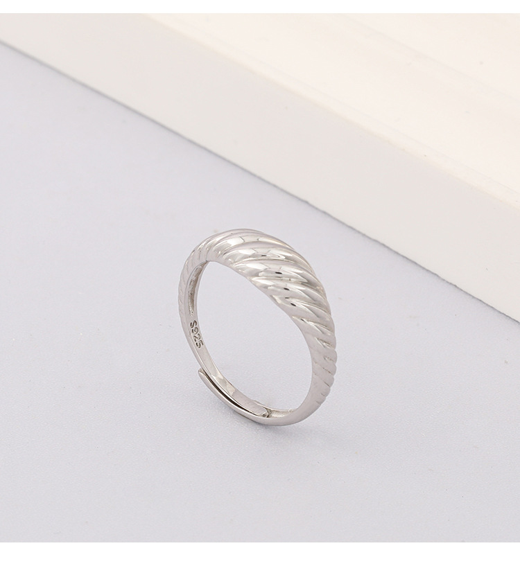925 Sterling Silver Geometric Adjustable Ring Open Rings Rings display picture 6