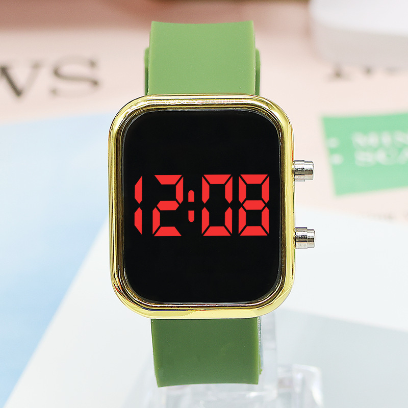 Nuevo botón digital LED luz roja reloj estudiante coreana niños casual retro estilo universitario pareja