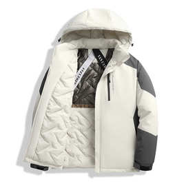 冬款石墨烯自热棉服男士外套宽松立领拼色加厚工装情侣冲锋衣8900