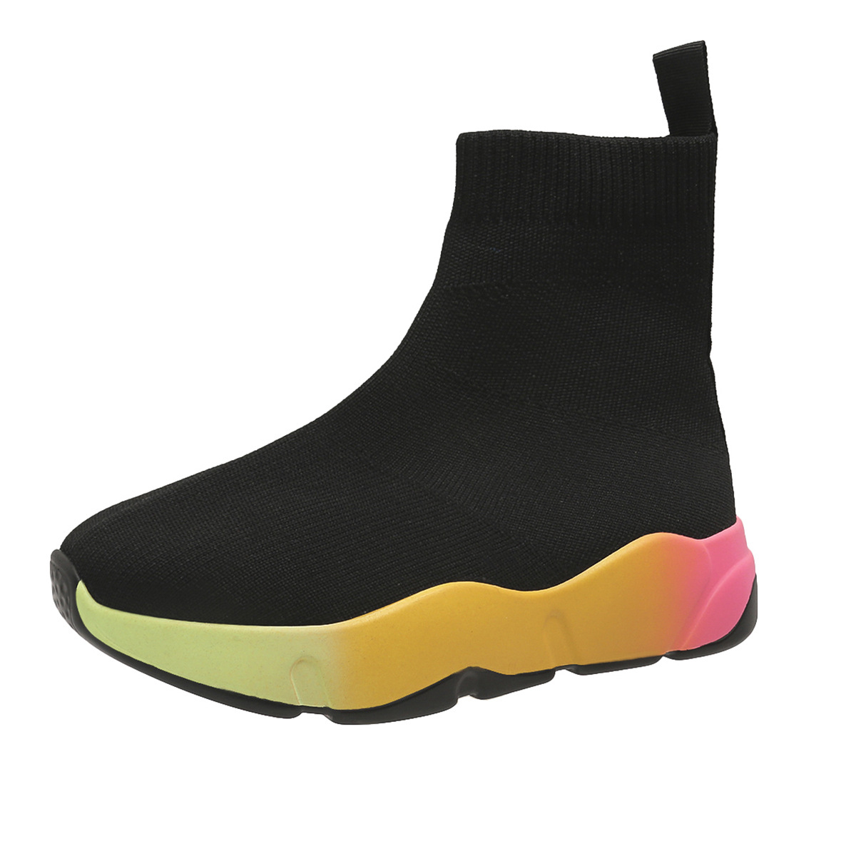 Stivali corti da donna taglie forti in Flyknit, stile europeo/americano, con suola spessa, traspiranti, casual e alla moda, perfetti per la primavera._voghion.com