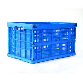 600折叠周转筐镂空 塑料箱折叠筐带盖 蓝色塑料折叠筐 可折叠筐