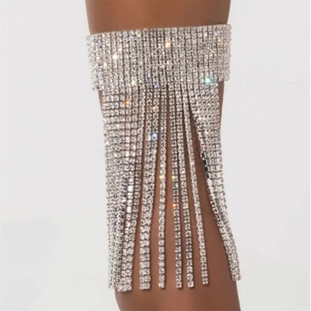 Joyería vendedora caliente transfronteriza brillante rhinestone tobillera moda sexy borla tobillera tacones altos accesorios mujeres tobillera