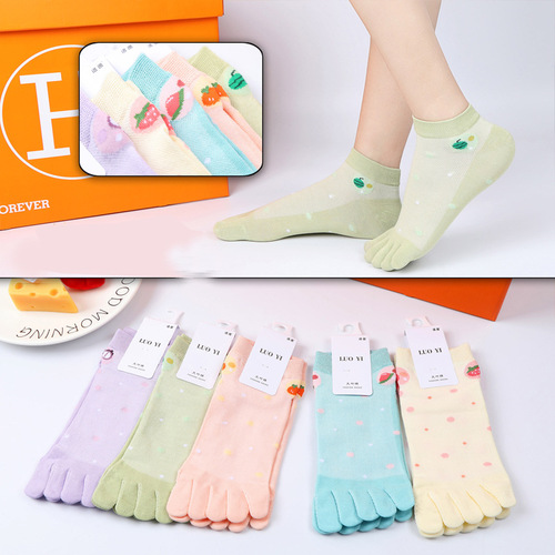 Summer women's toe socks with split toes Xinjiang cotton factory direct sales cotton socks color matching socks spring and summer thin cotton socks