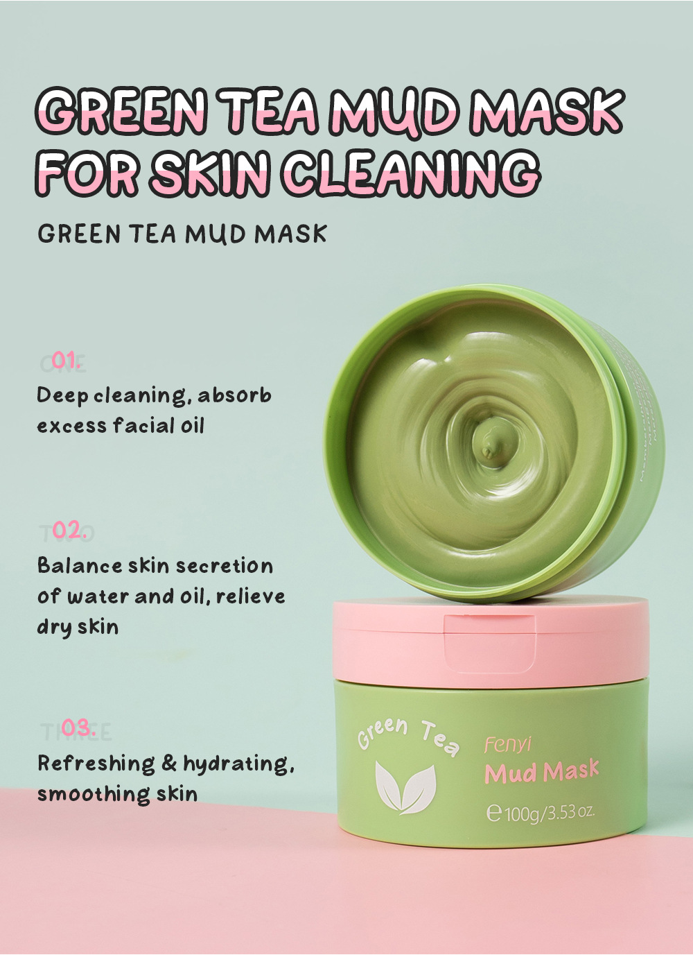 Cross-border fenyi Green Tea Mud Mask 100g(Indonesian Version) Cleansing, Hydrating and Moisturizing Skin Care Product Manufacturer in stock undefined
