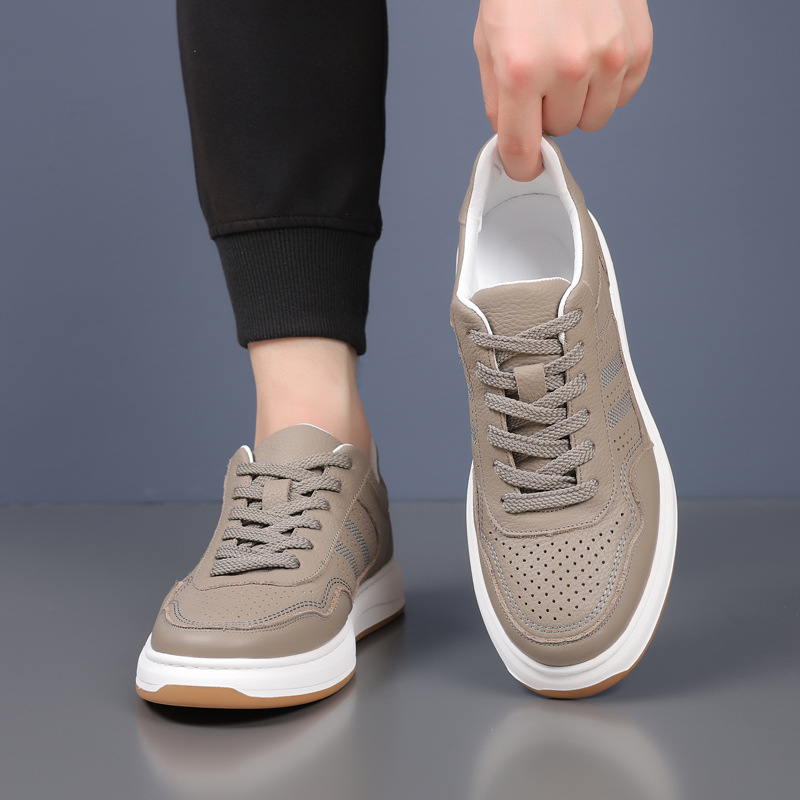 Piel de vaca de primera capa de verano nuevos hombres sandalias de cuero de cuero casual para hombres zapatos de hombre huecos perforados transpirables zapatos de hombre