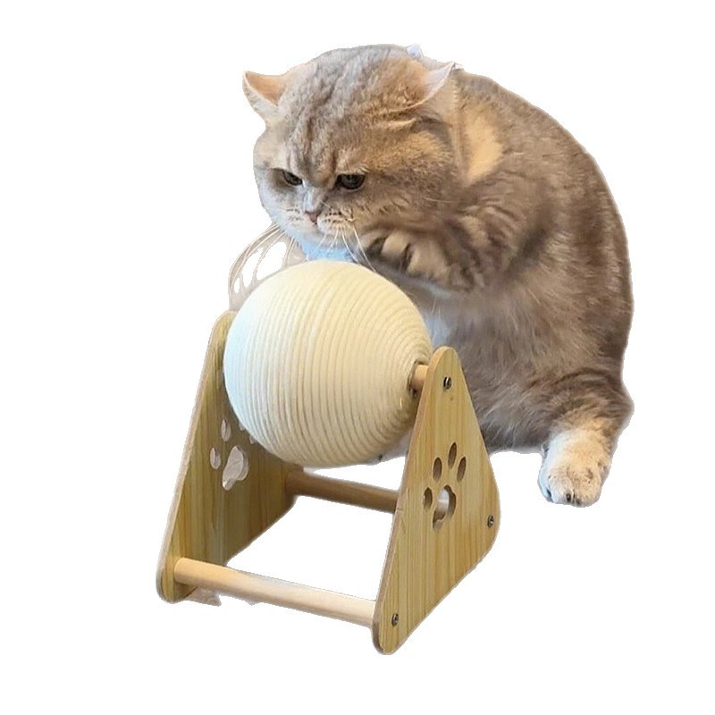 猫咪玩具猫抓板耐磨猫抓球猫咪猫爪板立式剑麻球猫抓板猫爬架一体|undefined