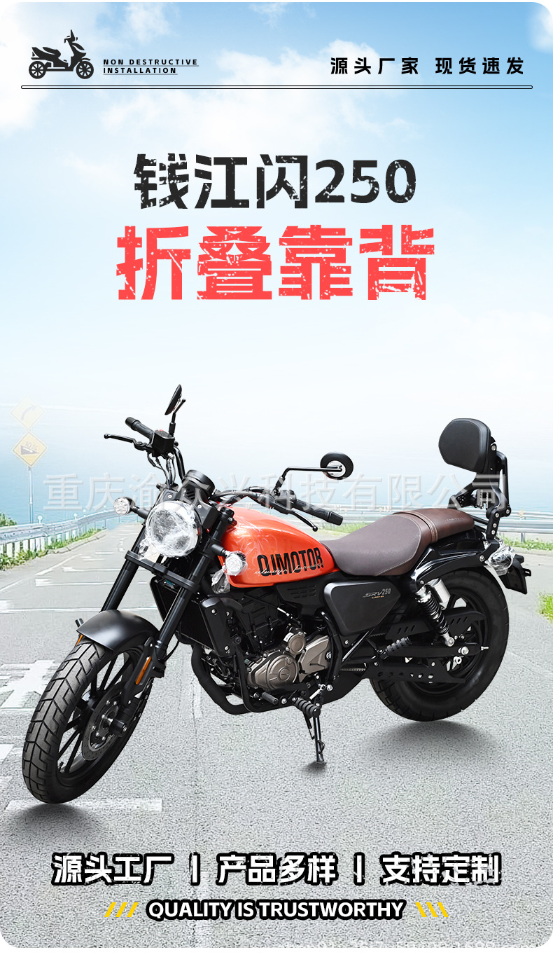 Suitable for Qianjiang Flash 250 Folding Backrest Driver Backrest Passenger Backrest Motorcycle Folding Backrest Modification Accessories