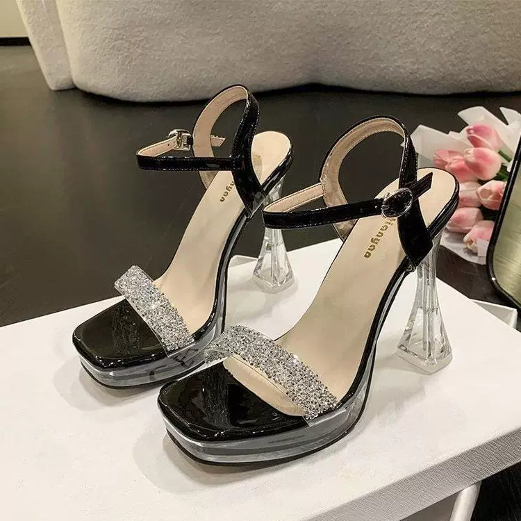 Сандалии с rhinestones, водонепроницаемая обувь высокого уровня, платформа с макетом головы манekина, туфли, новая коллекция