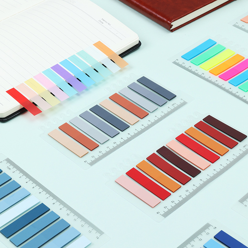 Yueda 40-color Morandi índice pegatinas multicolor lindo transparente nota adhesiva marca de color PET nota adhesiva personalizada