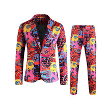 2025外贸新款印花西装套装欧码圣诞节万圣节礼服套装男式西服大码