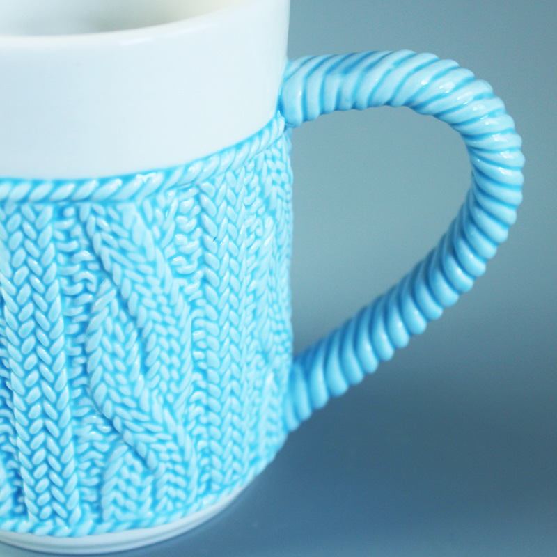 Taza de estilo nórdico de alto valor, patrón de suéter, taza de cerámica de color sólido, taza de cerámica ins, taza de publicidad de café, taza de enjuague bucal