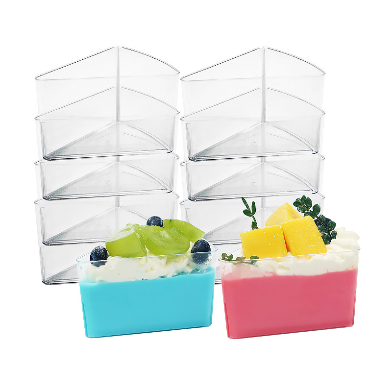 跨境三角形千层慕斯盒甜品提拉米苏慕斯杯一次性8寸蛋糕切件盒子