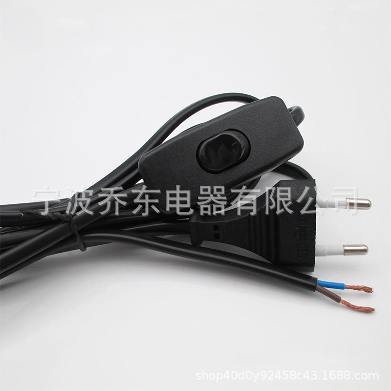 欧规线上开关电源线欧标两插头线中途带303开关线灯饰配线