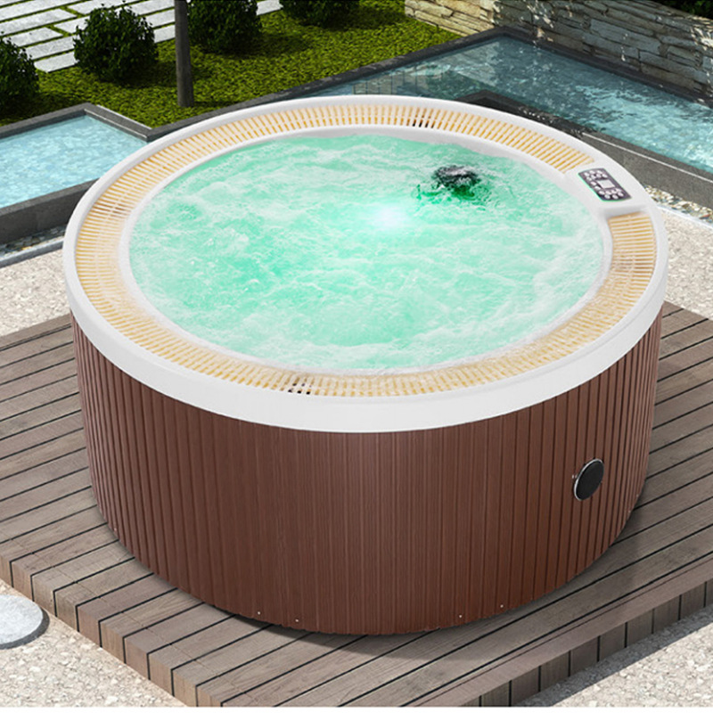 Piscina redonda de acrílico al aire libre Baño de aguas termales 190cm bañera de hidromasaje independiente masaje piscina de surf