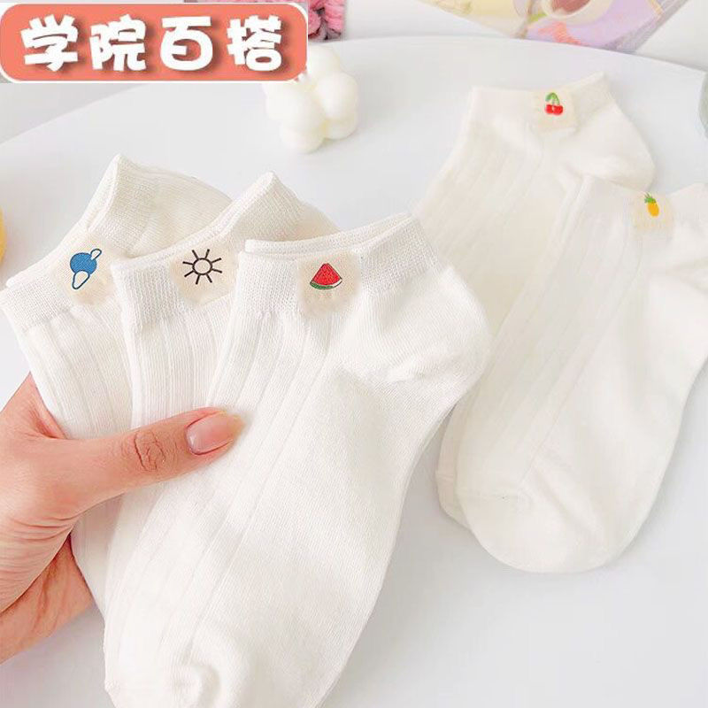 Versatile Socks, Short Socks, Girls' Cotton Socks, Short Tube Shallow Mouth, Summer Thin Boat Socks, Cute Japanese Style White Ins Trend