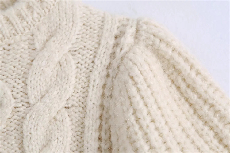 puff sleeve slim short solid color knitted sweater NSYJN118462