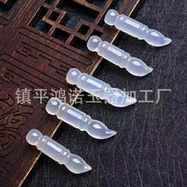 厂家批发冰种白玉髓毛笔妙笔生辉玛瑙文昌笔 直播福利款玉石吊坠