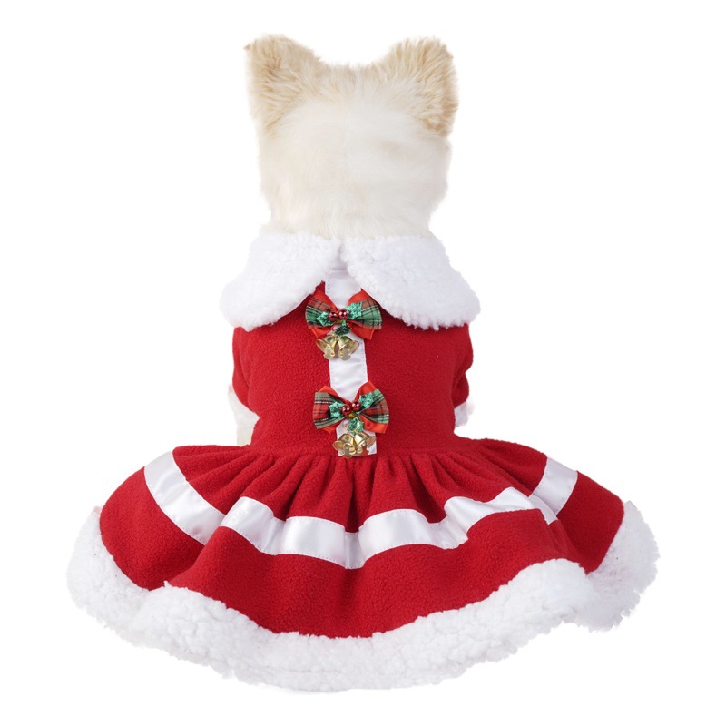 Para mascotas ropa de Navidad perro pequeño perro Navidad copo de nieve Santa Claus felpa engrosada rojo vacaciones nuevo producto