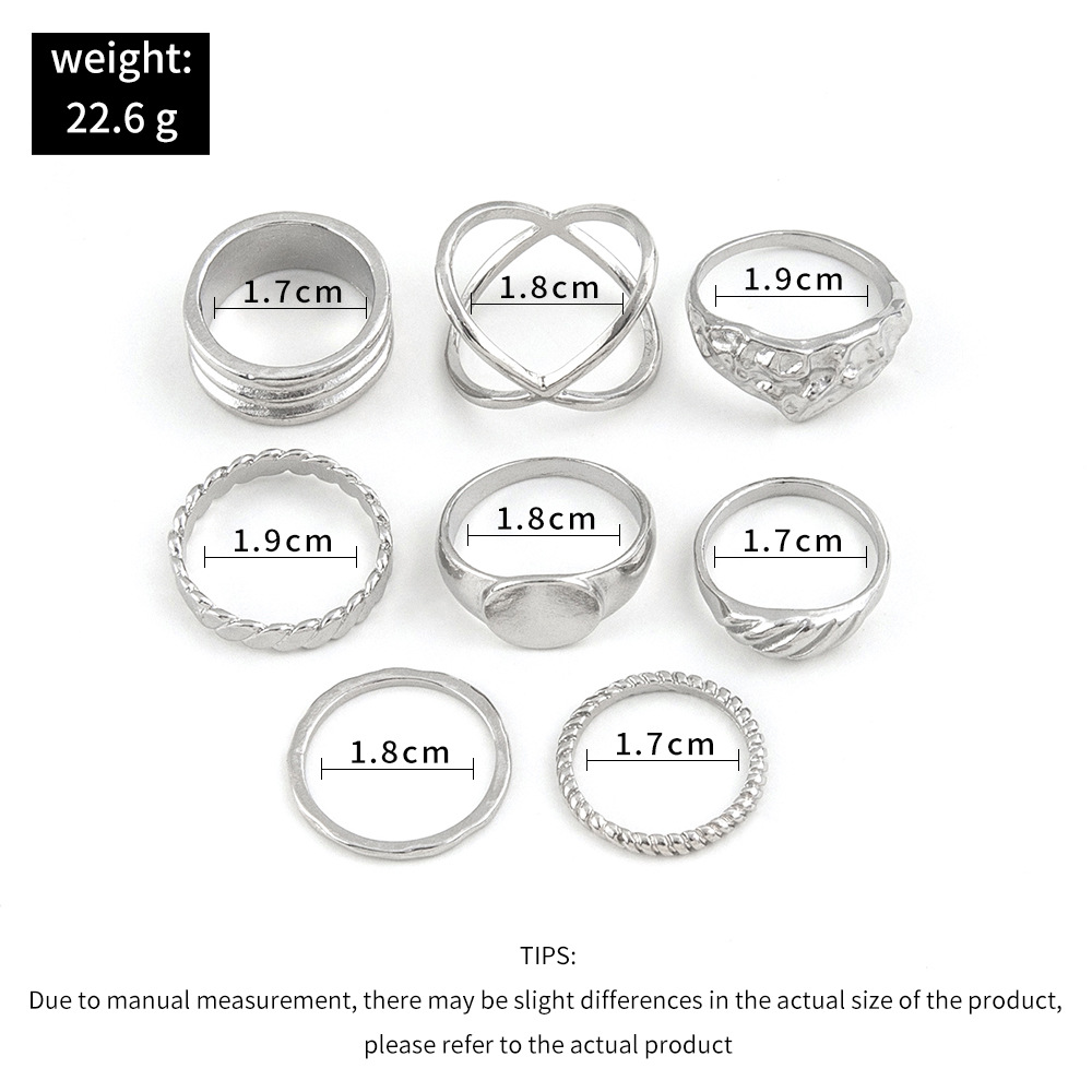 Personality Simple Fashion Irregular Ring Metal Joint Ring Eight Sets display picture 2