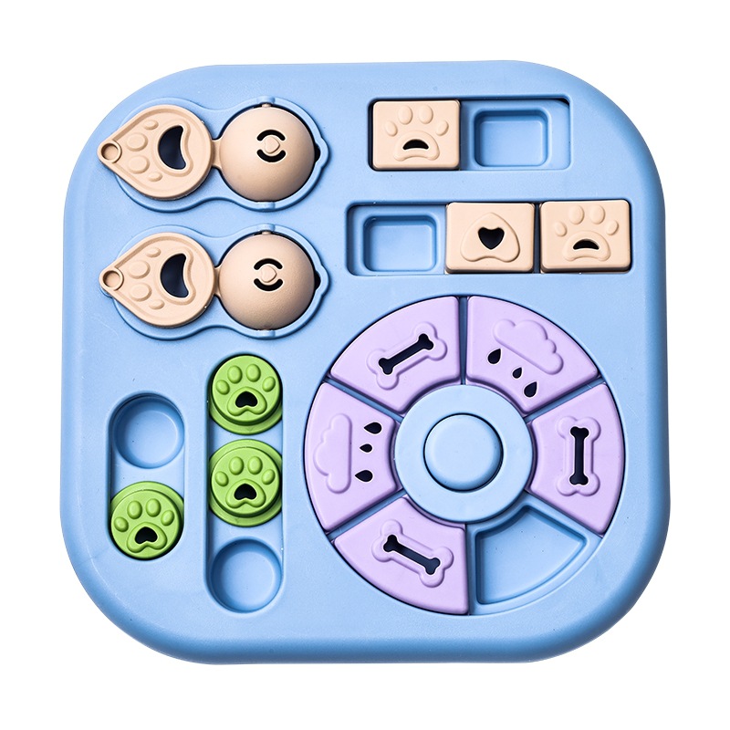 정사각형 퍼즐 숨김 간식 접시 (파란색)