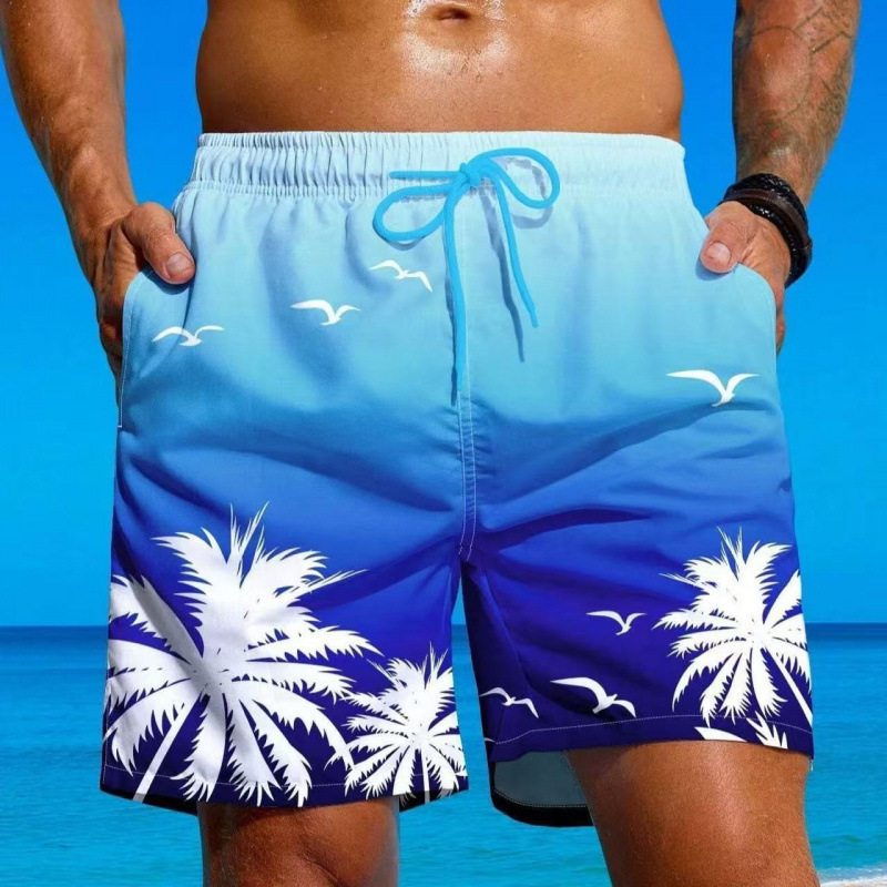 Vintage Plant Pattern Beach Shorts Men's Coconut Tree 3D Printed Swimming Trunks Summer Hawaiian Shorts Loose Board