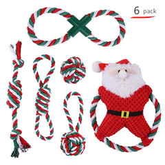 Pet Christmas Cotton Rope Toy Set Manufacturer Pet Supplies Colorful Cotton Rope Christmas Knot Chew Toy
