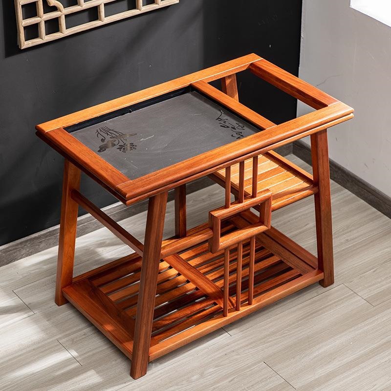Carro de té de palo de rosa madera maciza ruedas móvil mesa de té hogar wujinshi mesa de té bandeja gabinete de té grande mesa de té de Kung Fu