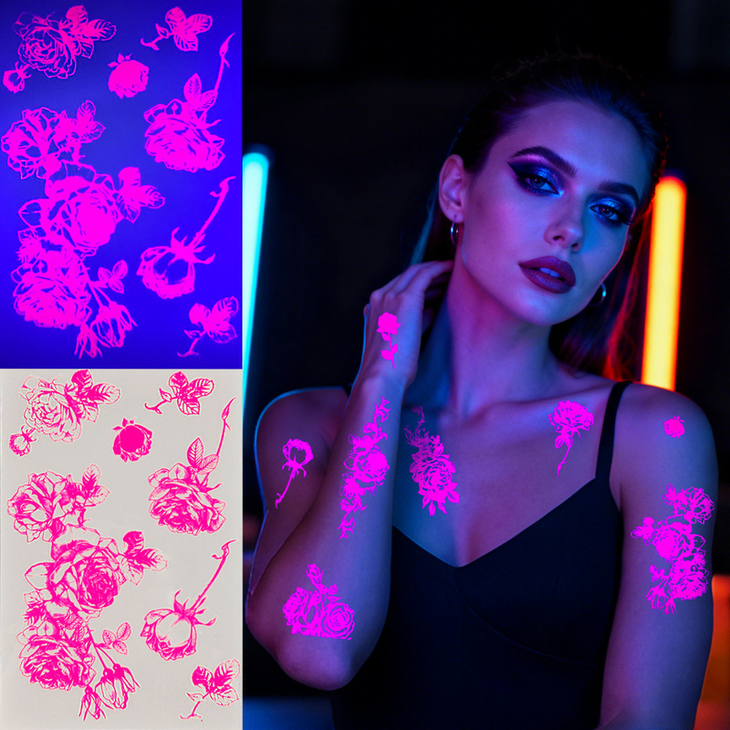 Wholesale Fluorescent Glow Tattoo Stickers for Nightclubs, Waterproof Temporary Stickers for Body Decoration, Butterfly and Star Pattern Stickers Wholesale Fluorescent Glow Tattoo Stickers for Nightclubs, Waterproof Temporary Stickers for Body Decoration, Butterfly and Star Pattern Stickers