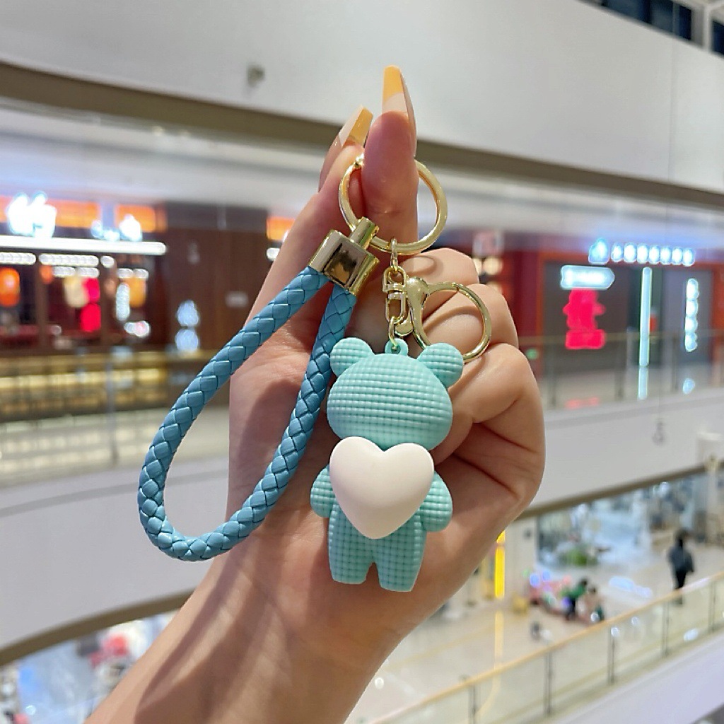 Peluche a forma di cuore con orsetto per bambine, ciondolo carino con squisita celebrità di Internet, decorazione per zaino, portachiavi per auto_voghion.com