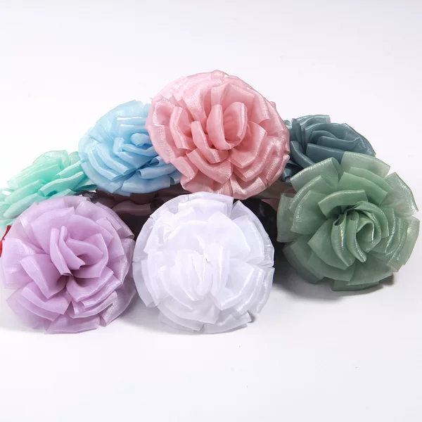 Wholesale 8cm shaped flower handmade hairpin diy material cloth flower jewelry accessories imitation flower chiffon yarn cloth flower set