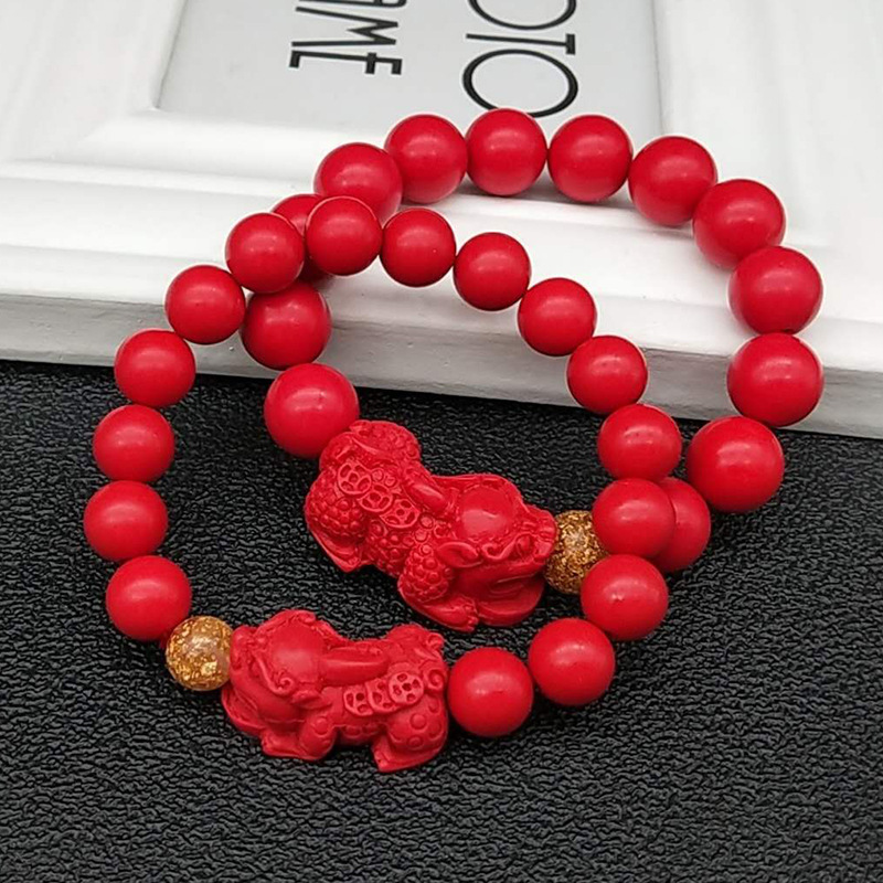 Cinnabar Pixiu Bracelet for Men and Women, Fortune-Attracting and Safe-Bringing Ethnic Style Bracelet, Small Gift, Natural Crystal