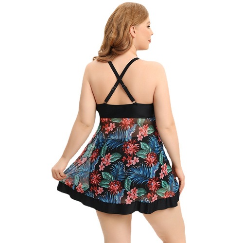  New European and American Large Size Swimsuit Women's Conservative Cross-Border Split Bikini Swimwear Wholesale Boxer Swimming Bottoms