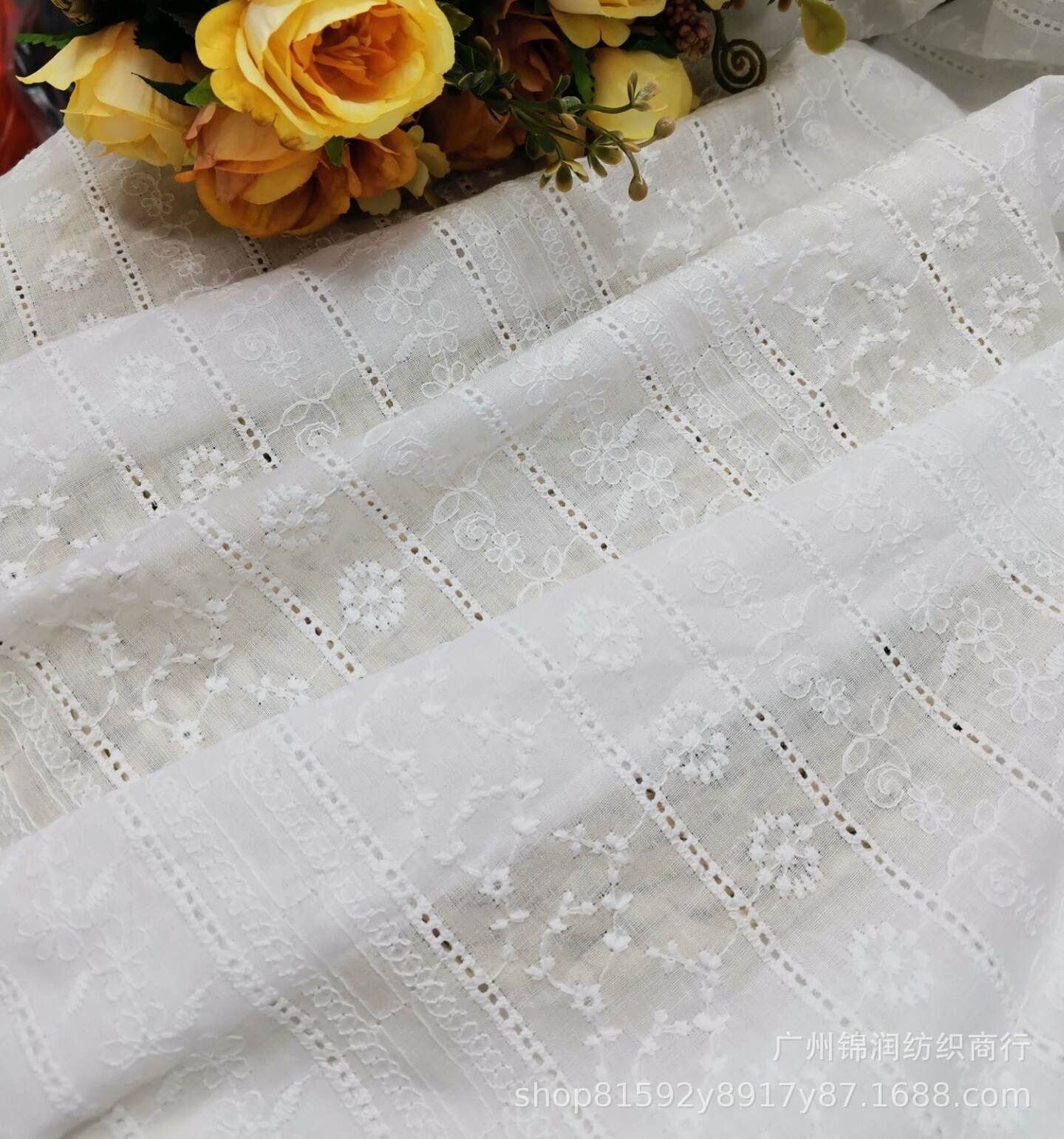 棉布绣花布纯棉绣花布料面料多色花边面料水溶棉布绣花布