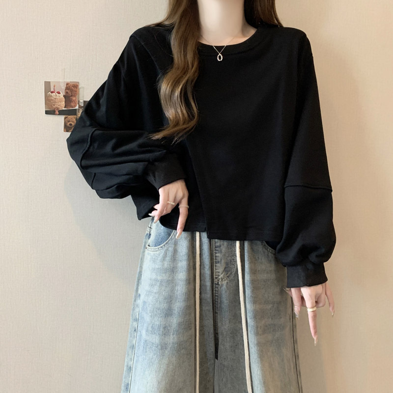 小个子短款无帽卫衣女2025秋季新款薄款宽松小众设计感长袖上衣服|undefined