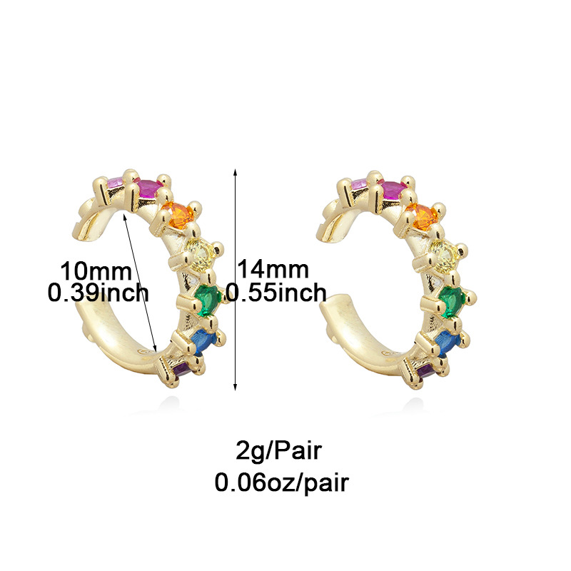 3g Weight Copper Ear Needle Material Zircon Inlay Material Ear Studs Classification 1 Pair Quantity Holiday, Daily Occasion Copper Material Solid Color Pattern Women's Gender Inlay Design Simple Style, Classic Style Style 1 Pair Simple Style Classic Style Solid Color Inlay Copper Zircon Ear Studs 4