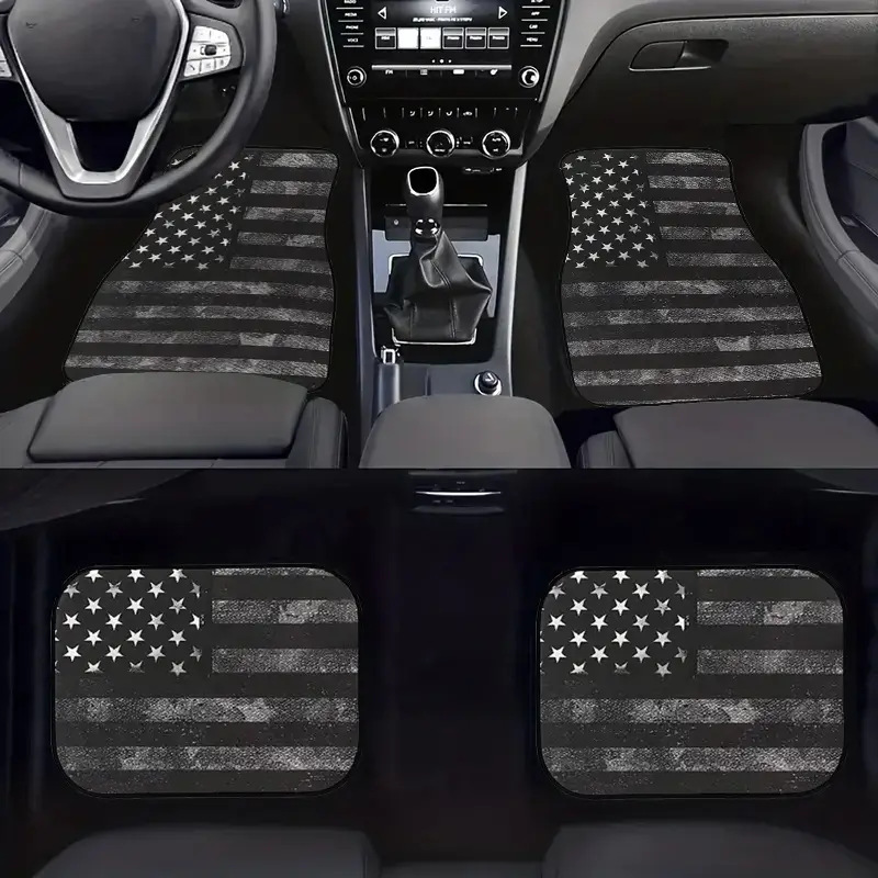 Amazon Temu American Car Floor Mats Four-Piece Set Car Interior Decoration Floor Mats Stain-Resistant Floor Mats Ready for Labeling and Delivery